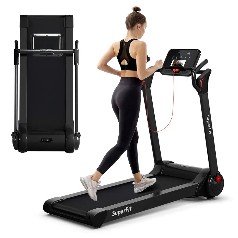 Electric Space-Saving Treadmill – 2.25HP Superfit Model with Bright LED Display and Rapid-Fold Mechanism