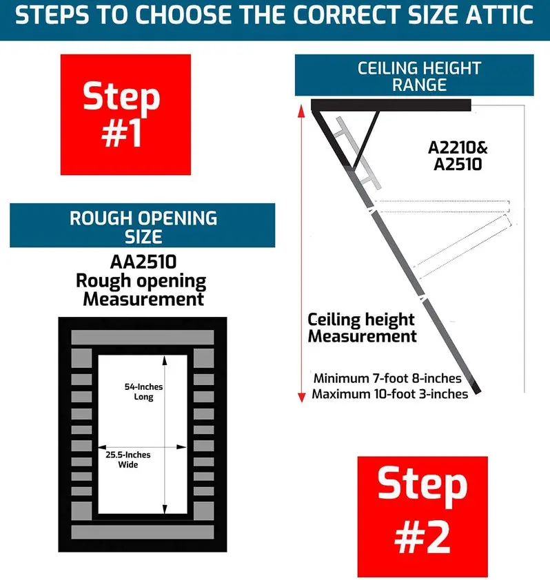 Elite AA2510 Heavy-Duty Aluminum Attic Ladder – Fits 7'8" to 10' Ceilings