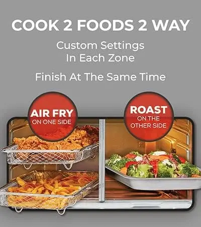 Emeril Lagasse Dual-Zone 360° Air Fryer Oven – 25-Quart Smart Cooking System for Simultaneous Multi-Tasking