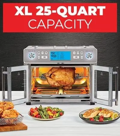 Emeril Lagasse Dual-Zone 360° Air Fryer Oven – 25-Quart Smart Cooking System for Simultaneous Multi-Tasking