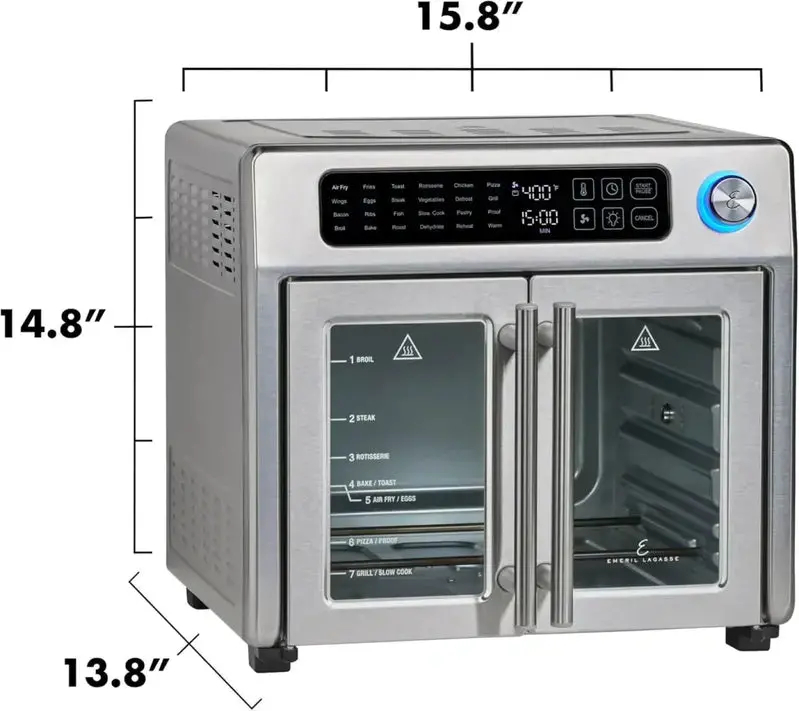 Emeril Lagasse French-Door Air Fryer Toaster Oven – 26-Quart Convection Oven with Stainless Steel Finish