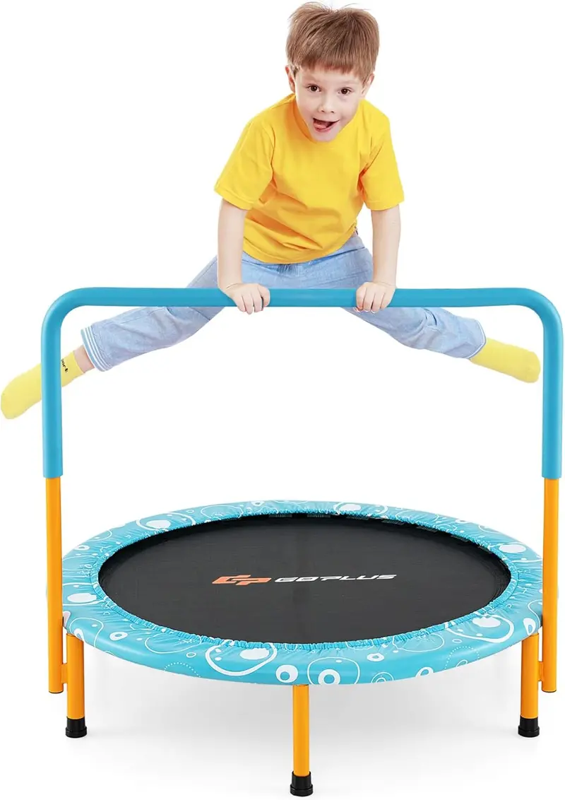 Enclosed 36-Inch Kids’ Folding Trampoline – Safety-Padded Rebounder with Handle & Compact Design