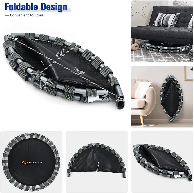Enclosed 36-Inch Kids’ Folding Trampoline – Safety-Padded Rebounder with Handle & Compact Design
