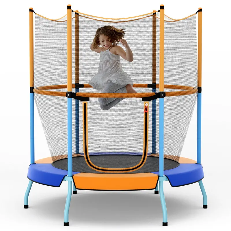 Enclosed Round Trampoline for Kids – Safe, Spring-Covered Design with Protective Netting