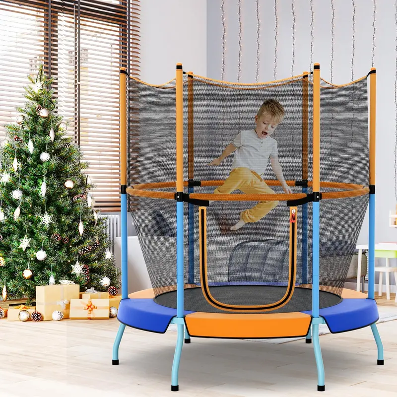 Enclosed Round Trampoline for Kids – Safe, Spring-Covered Design with Protective Netting 2