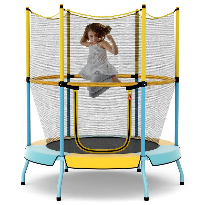 Enclosed Round Trampoline for Kids – Safe, Spring-Covered Design with Protective Netting