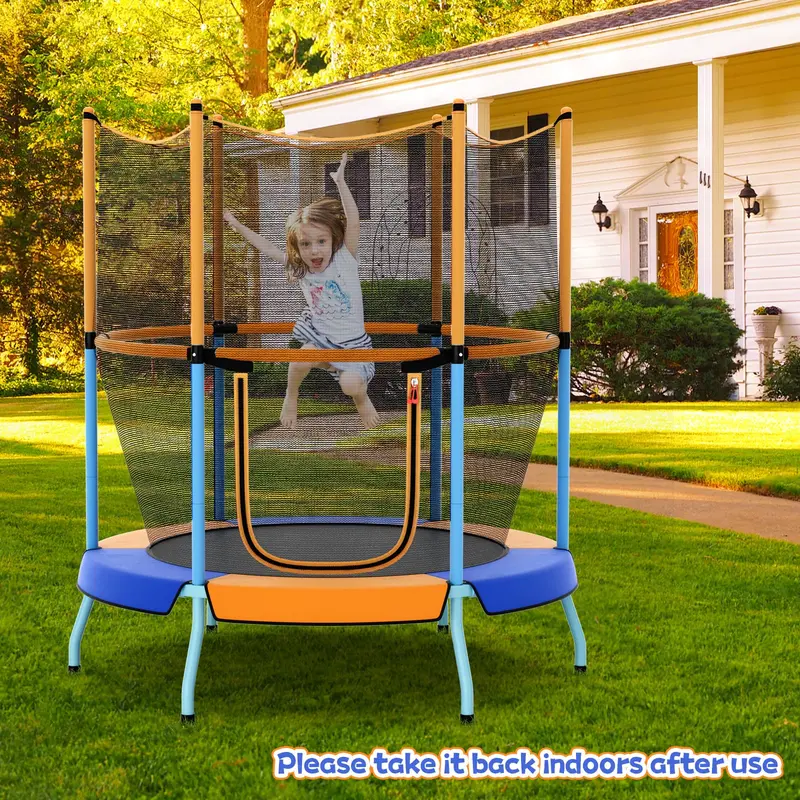 Enclosed Round Trampoline for Kids – Safe, Spring-Covered Design with Protective Netting