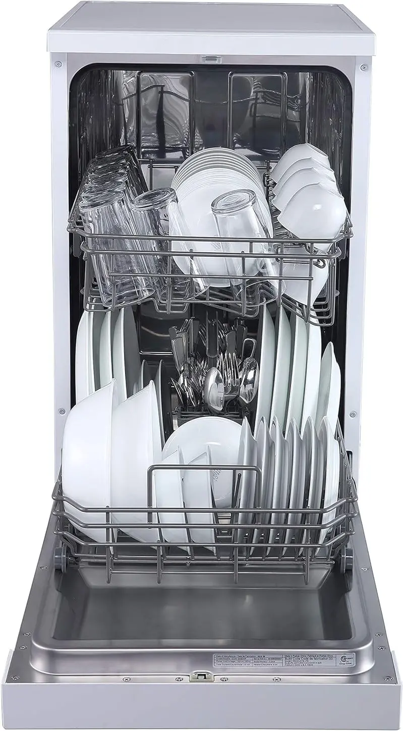 Energy-Efficient 18-Inch Portable Dishwasher – White Countertop Model, 8-Setting Load Capacity
