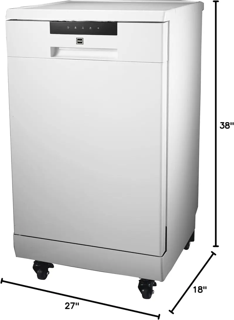 Energy-Efficient 18-Inch Portable Dishwasher – White Countertop Model, 8-Setting Load Capacity