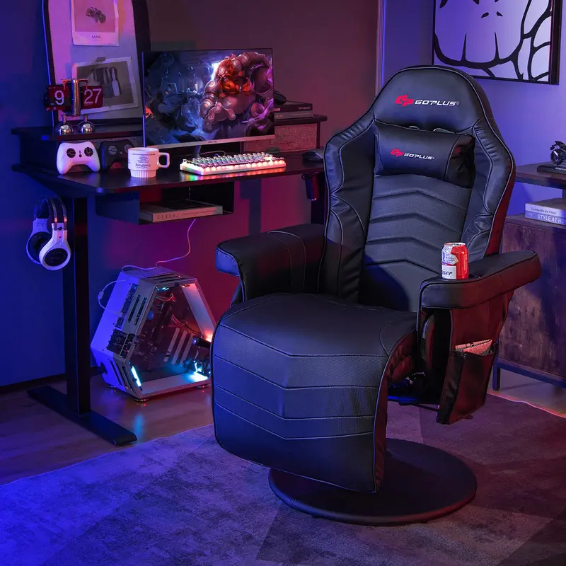 Ergonomic Gaming Chair – Height Adjustment, Built-In Massage, Retractable Footrest