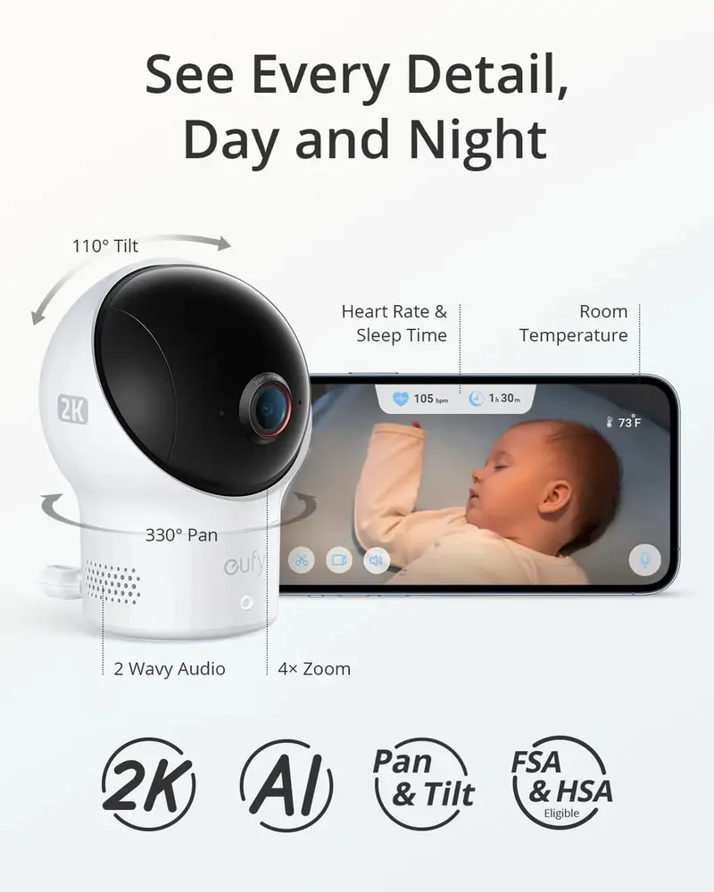 eufy Baby Smart Sock S320 Wearable Monitor – Pulse Oximetry + 2K HD Video Streaming for Infants