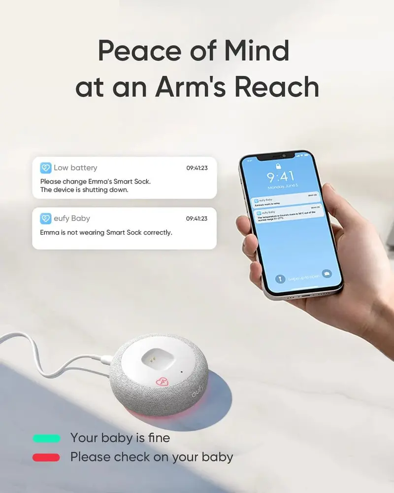 eufy Baby Smart Sock S320 Wearable Monitor – Pulse Oximetry + 2K HD Video Streaming for Infants