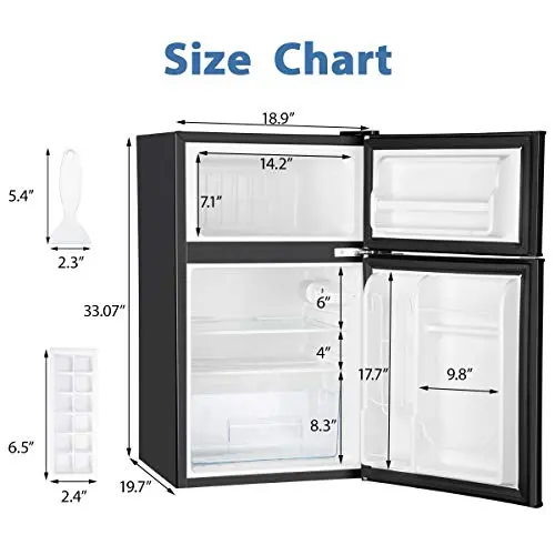 Euhomy 3.2 Cu Ft Space-Saving Mini Fridge with Freezer – Quiet Operation