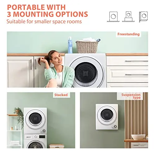 Euhomy Portable 110V Clothes Dryer – 850W Compact Front-Load Unit (1.5 Cu.Ft) for Small Spaces