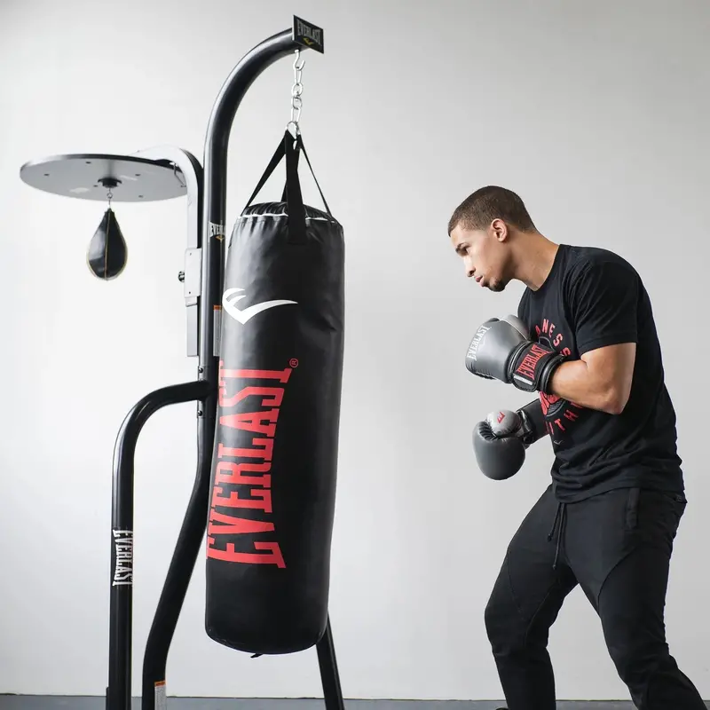 Everlast Dual-Station Heavy-Duty Speed Bag & Heavy Bag Stand – Powder-Coated Steel Construction