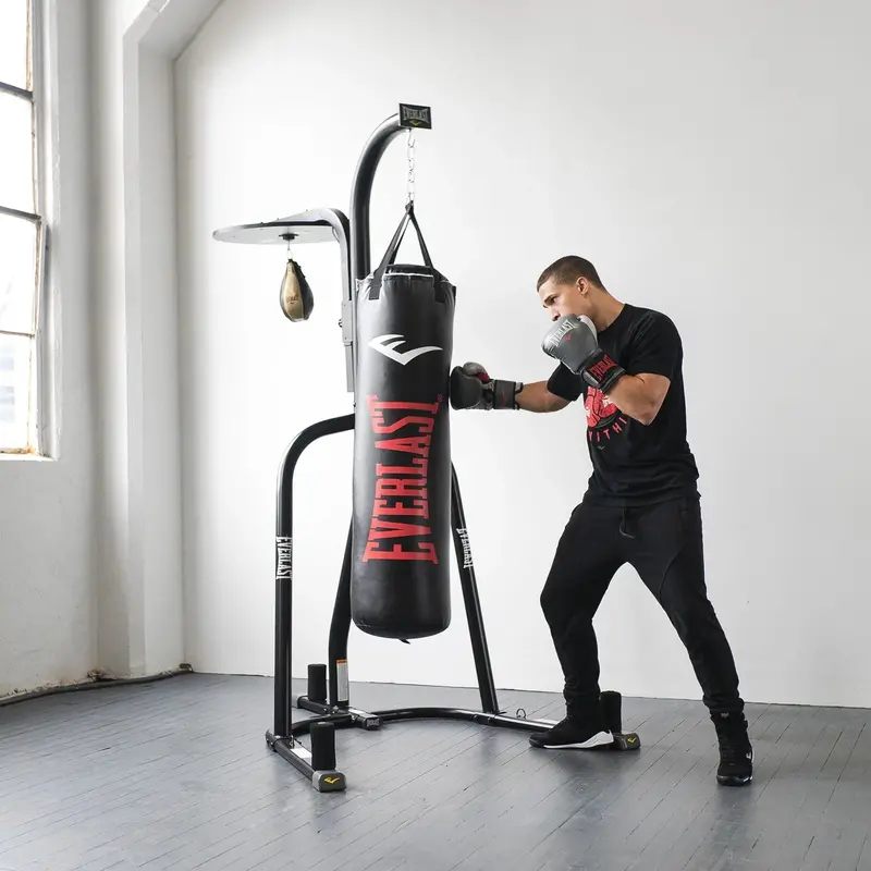 Everlast Dual-Station Heavy-Duty Speed Bag & Heavy Bag Stand – Powder-Coated Steel Construction