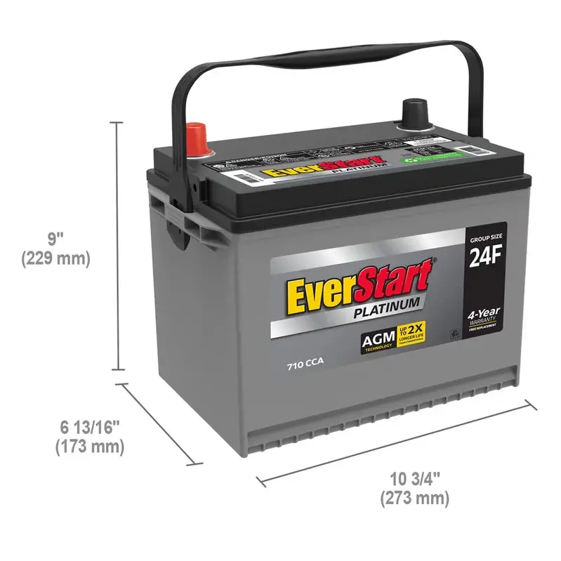 EverStart Platinum AGM Automotive Battery – Group 24F, 12-Volt, 750 Cold Cranking Amps, USA-Made Reliable Power