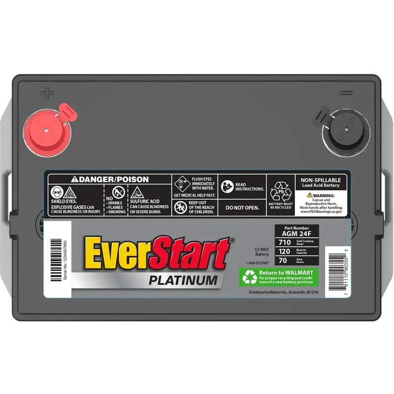 EverStart Platinum AGM Automotive Battery – Group 24F, 12-Volt, 750 Cold Cranking Amps, USA-Made Reliable Power