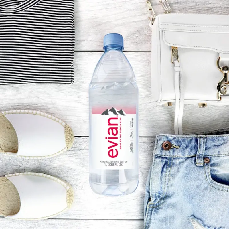 Evian Natural Spring Water – 12-Pack of 1-Liter Bottles for Pure, Mineral-Enriched Hydration