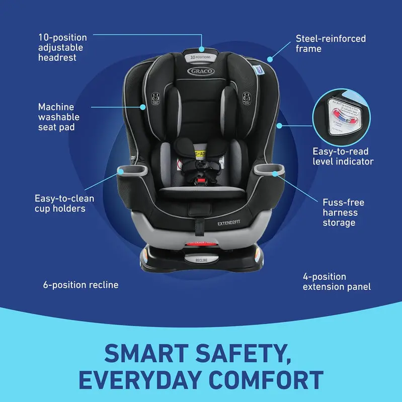 Extend2Fit Convertible Infant Car Seat – Rear-Facing to Forward-Facing Transition Seat with Adjustable Legroom Panel
