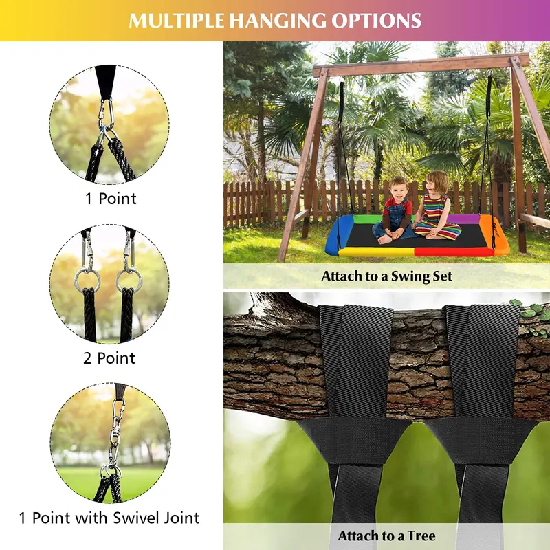 Extra-Large 60-Inch Platform Tree Swing for Adults and Children – Reinforced 700 lb Capacity Outdoor Seat
