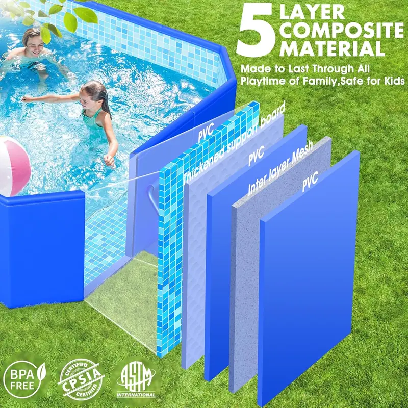 Extra-Large Foldable Hard-Shell Swimming Pool – 115" x 66" x 20" Collapsible Backyard Pool 2