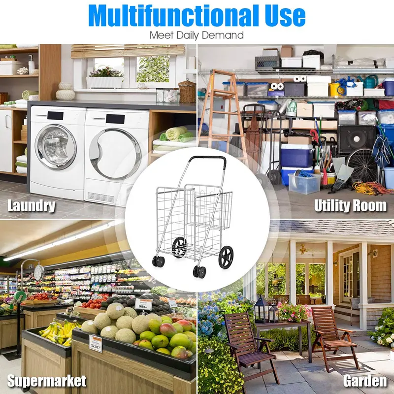 Extra-Large Foldable Shopping Cart – Versatile Carrier for Groceries, Luggage & Gear