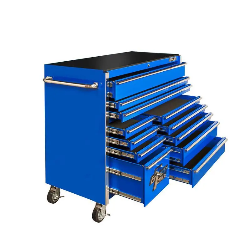 Extreme Tools THD552112RCBL Blue Roller Cabinet – 55" 12-Drawer Industrial-Grade Tool Chest with Smooth-Glide Slides