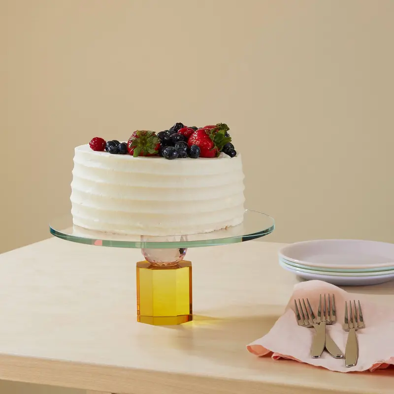Faceted Crystal Cake Stand with Tiered Display Structure