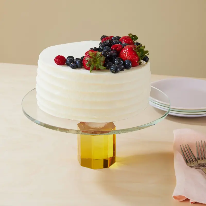 Faceted Crystal Cake Stand with Tiered Display Structure