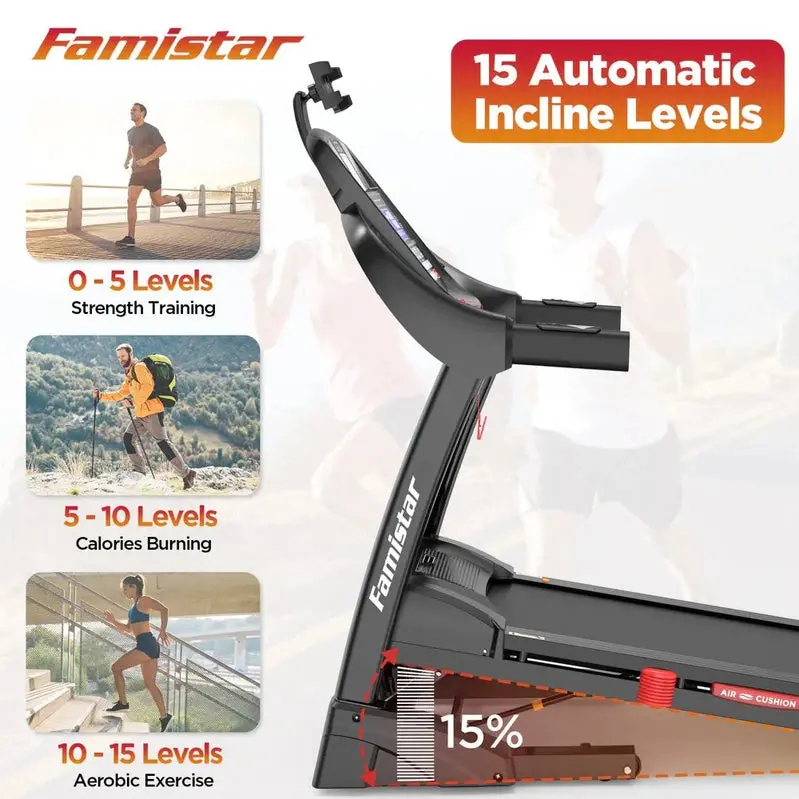 Famistar Home Treadmill – Space-Saving Foldable Design with 15 Incline Options and 300 lb Capacity