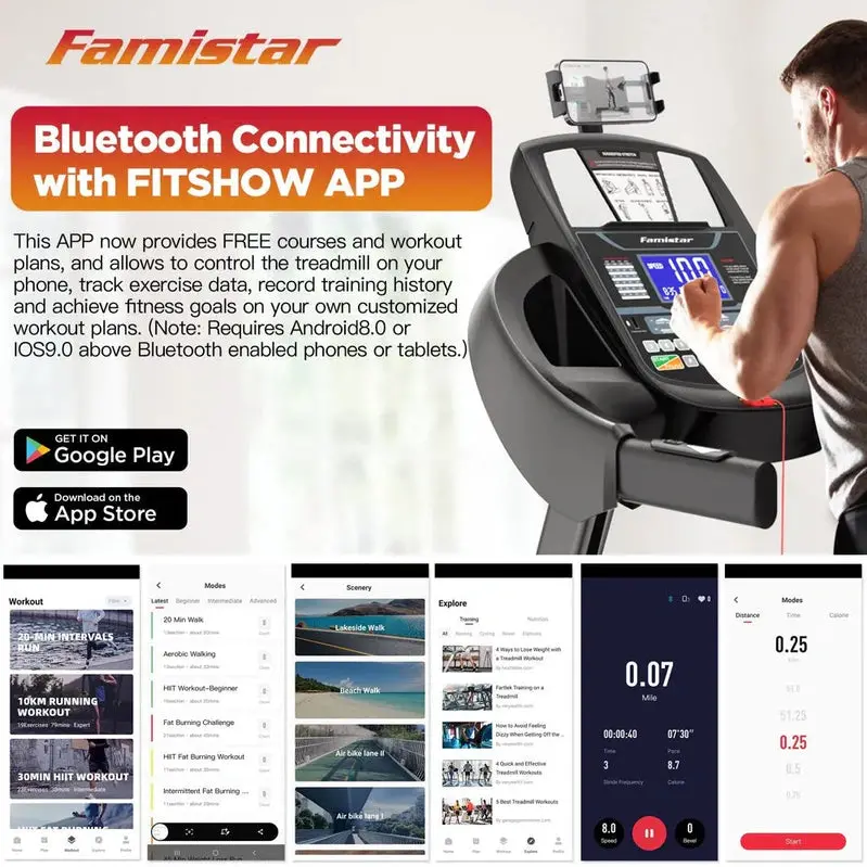 Famistar Home Treadmill – Space-Saving Foldable Design with 15 Incline Options and 300 lb Capacity