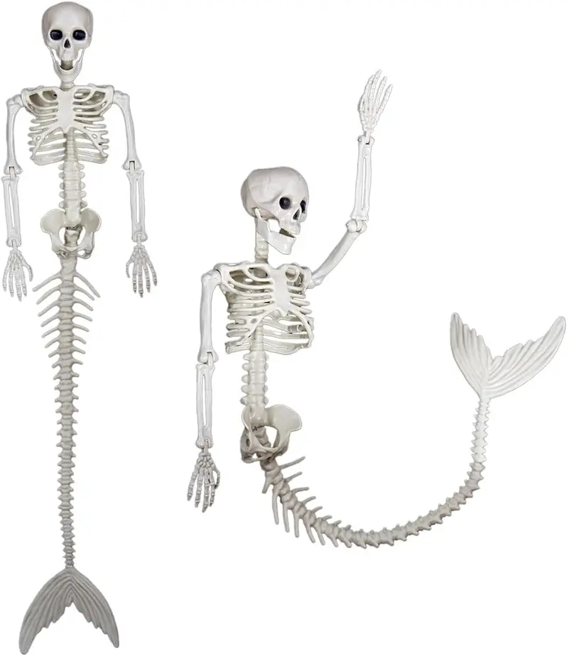 Fantasy-Themed Plastic Bone Decor: Ghost, Skull & Mermaid Designs