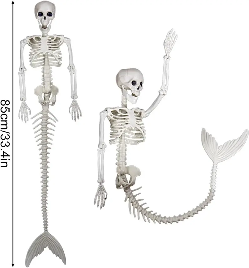 Fantasy-Themed Plastic Bone Decor: Ghost, Skull & Mermaid Designs