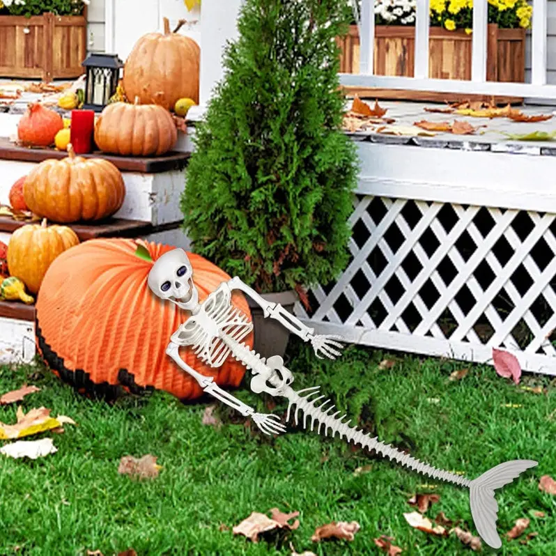 Fantasy-Themed Plastic Bone Decor: Ghost, Skull & Mermaid Designs