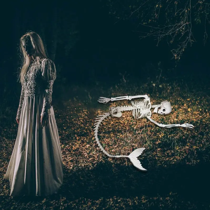 Fantasy-Themed Plastic Bone Decor: Ghost, Skull & Mermaid Designs