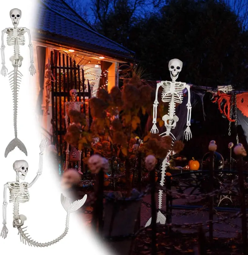 Fantasy-Themed Plastic Bone Decor: Ghost, Skull & Mermaid Designs