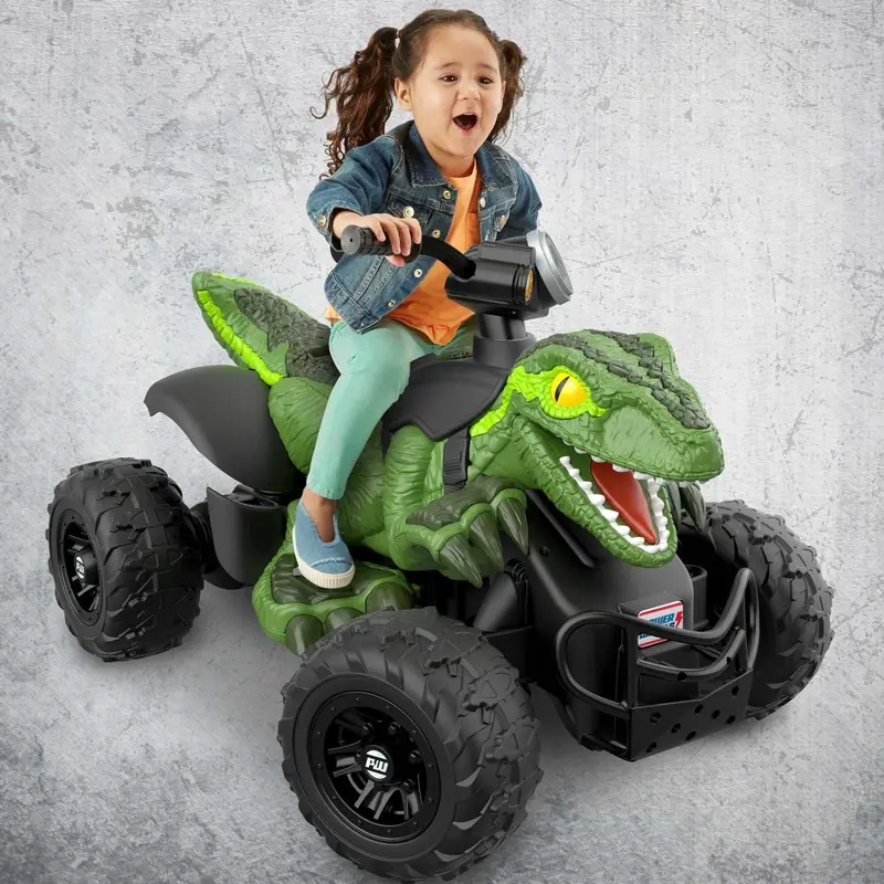 Fisher-Price Power Wheels Jurassic World Dino Racer ATV – 6 MPH Ride-On with Dinosaur-Themed Design