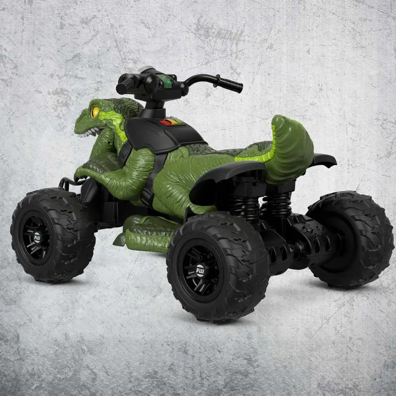 Fisher-Price Power Wheels Jurassic World Dino Racer ATV – 6 MPH Ride-On with Dinosaur-Themed Design