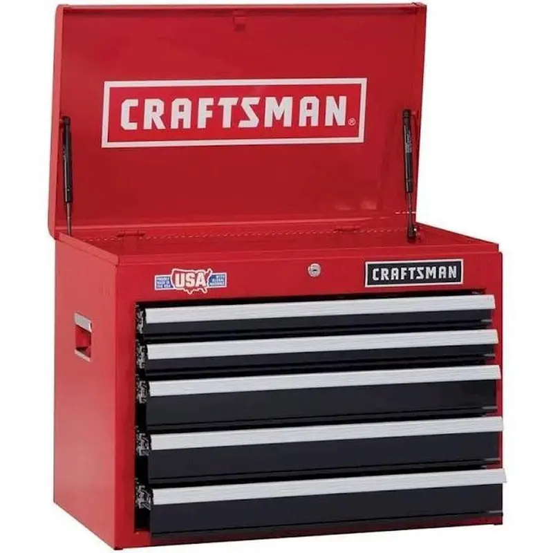 Five-Drawer 26-Inch Steel Tool Chest – 2000-Series Red Storage Cabinet with Optimized Organization