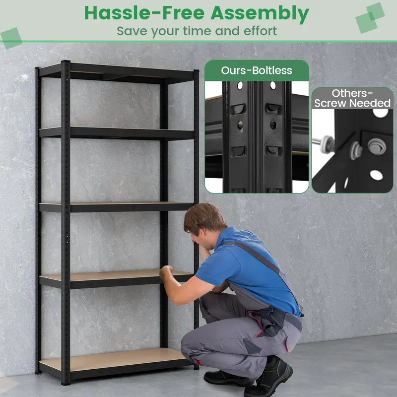 Five-Tier Heavy-Duty Garage Shelving Unit – Adjustable, Multi-Purpose Storage System
