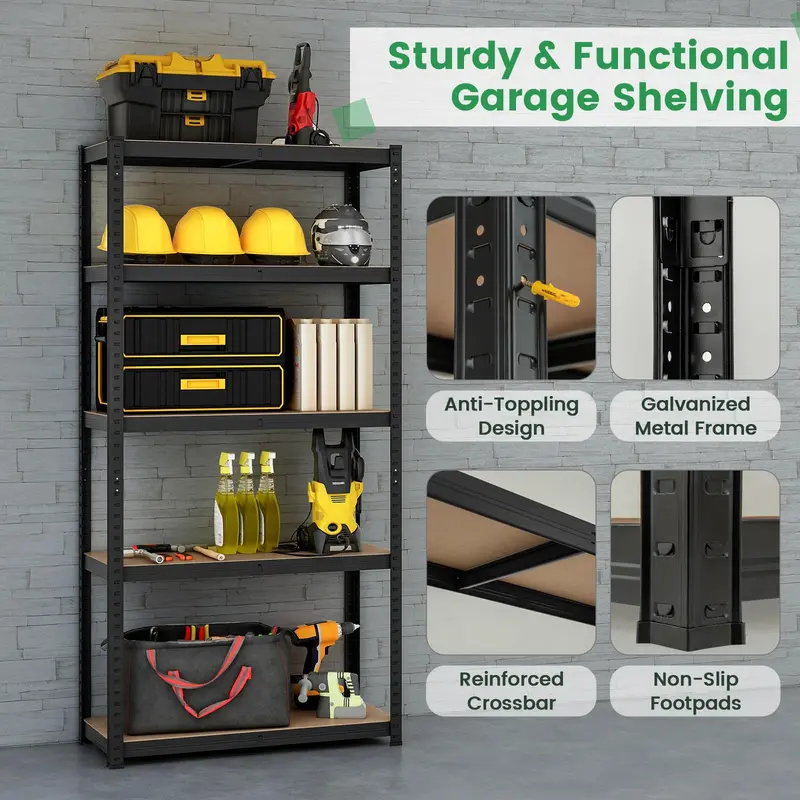 Five-Tier Heavy-Duty Garage Shelving Unit – Adjustable, Multi-Purpose Storage System