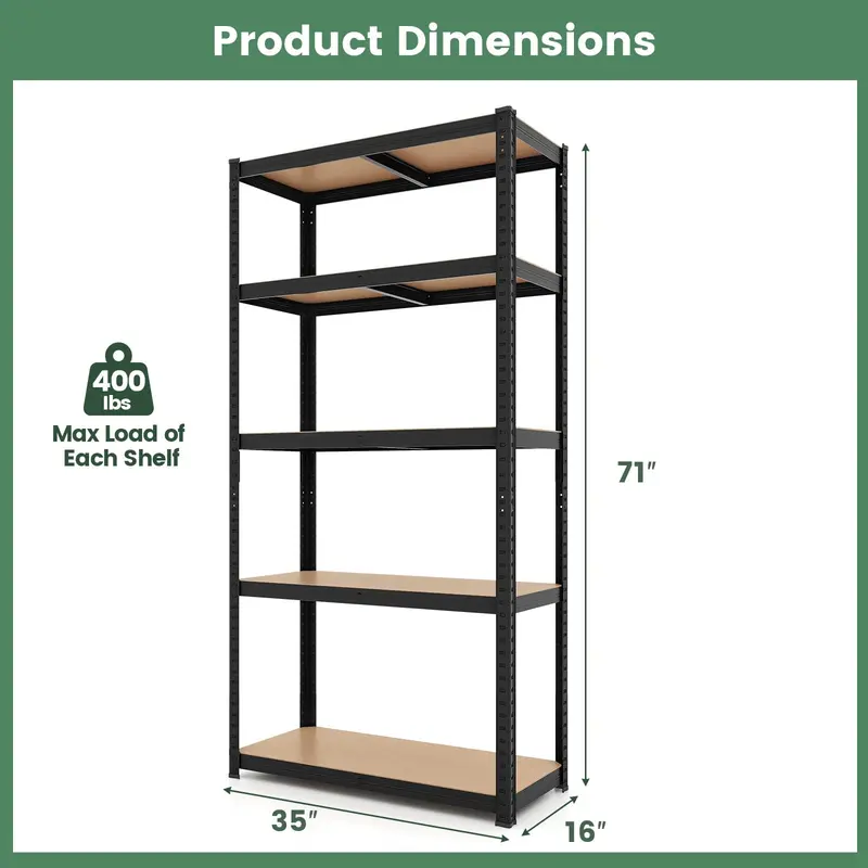 Five-Tier Heavy-Duty Garage Shelving Unit – Adjustable, Multi-Purpose Storage System
