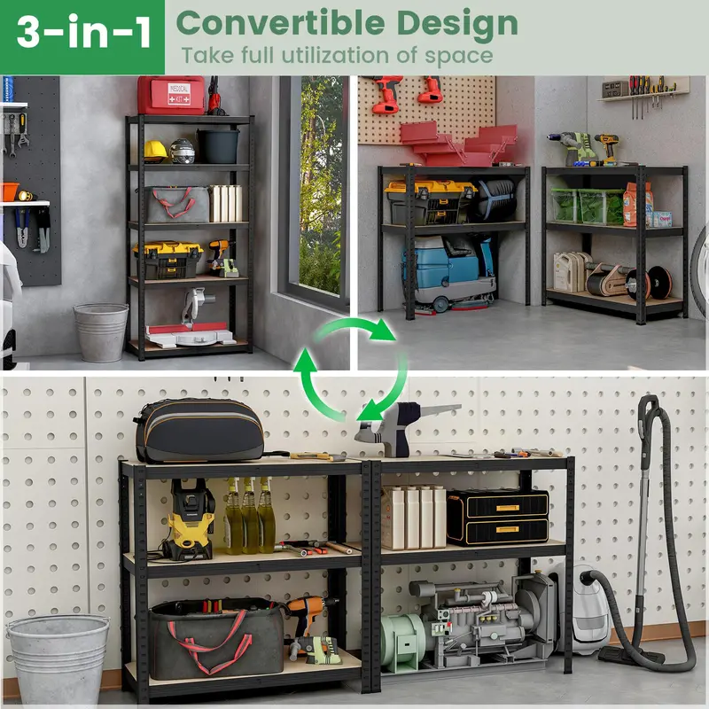 Five-Tier Heavy-Duty Garage Shelving Unit – Adjustable, Multi-Purpose Storage System