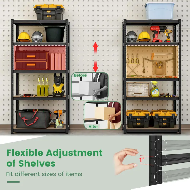 Five-Tier Heavy-Duty Garage Shelving Unit – Adjustable, Multi-Purpose Storage System