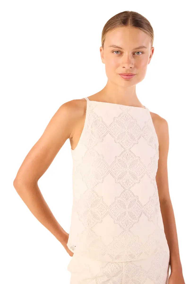 Floral Lace Square-Neck Blouse — Semi-Sheer Feminine Top with Embroidered Details 2