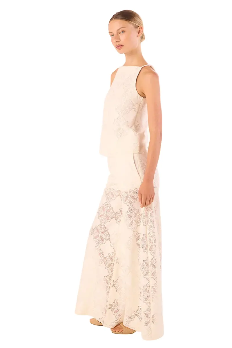 Floral Lace Square-Neck Blouse — Semi-Sheer Feminine Top with Embroidered Details