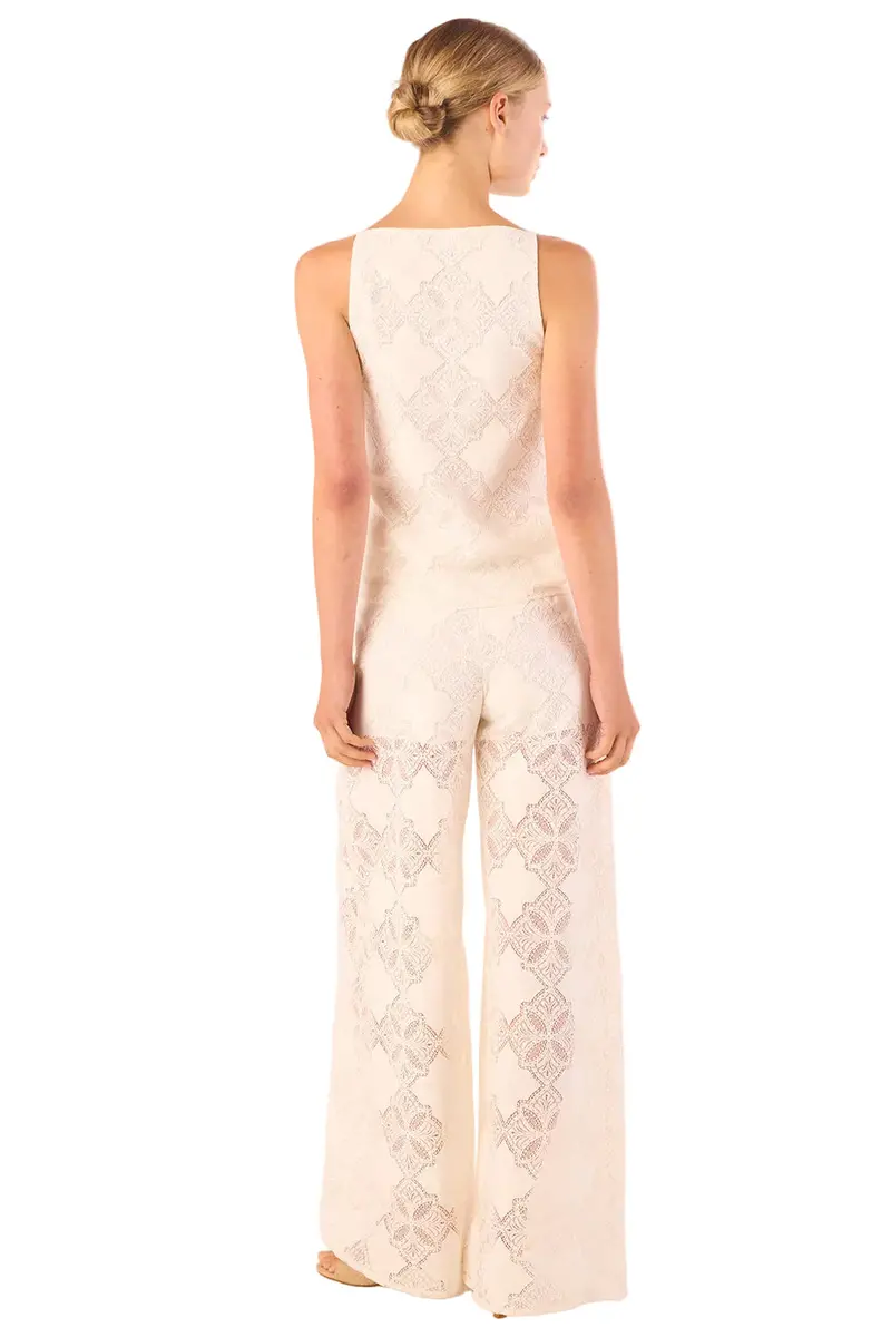 Floral Lace Square-Neck Blouse — Semi-Sheer Feminine Top with Embroidered Details