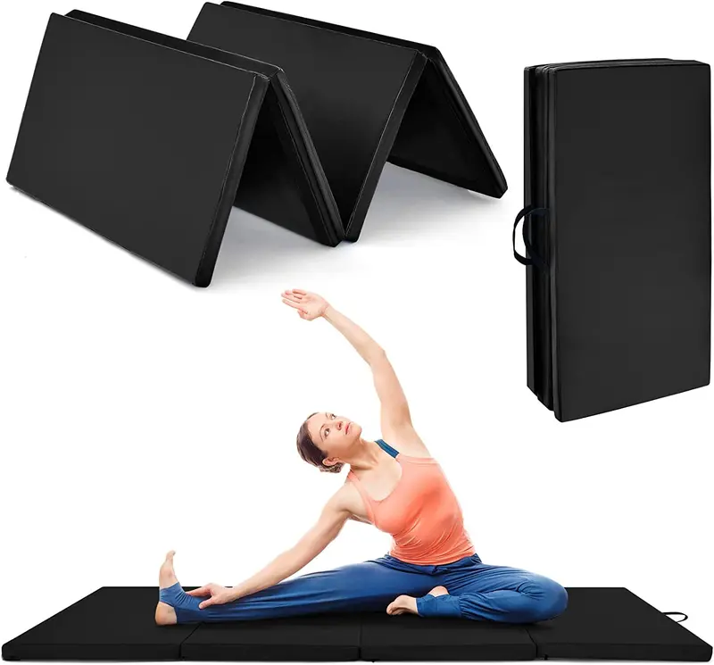 Foldable 8' x 4' Gymnastics Mat – 2-Inch Thick Tumbling Pad with Integrated Carry Handles