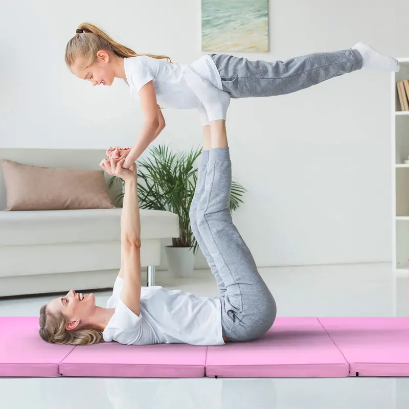Foldable 8' x 4' Gymnastics Mat – 2-Inch Thick Tumbling Pad with Integrated Carry Handles